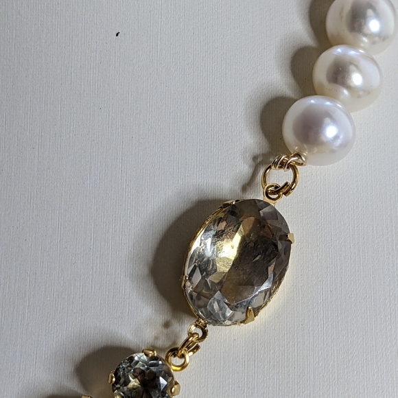 Natural Genuine Prasiolite/ Green Amethyst & Cultured Baroque Pearl Necklace - Picture 4 of 8